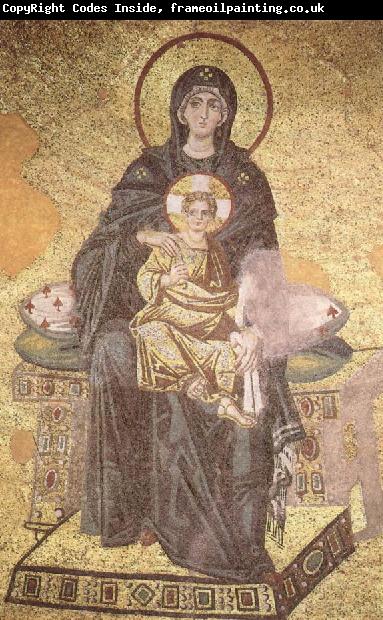 unknow artist On the throne of the Virgin Mary with Child